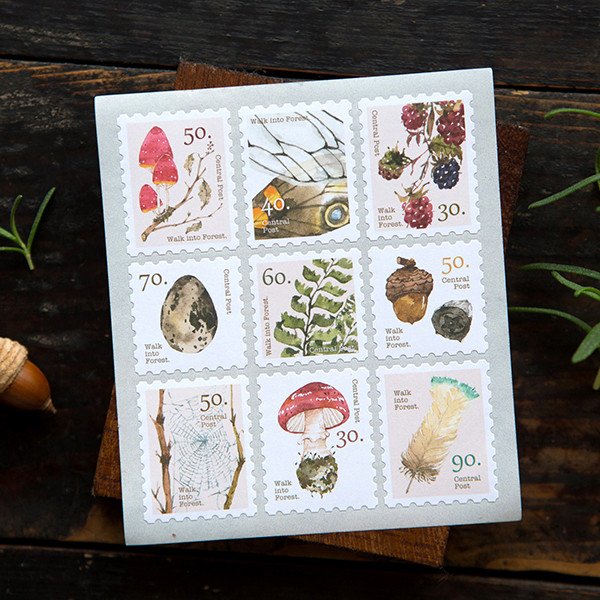 Walk into forest Central Post Stamp Style Sticker