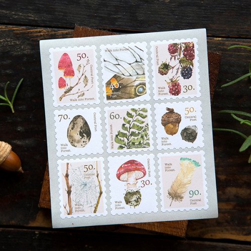 Walk into forest Central Post Stamp Style Sticker