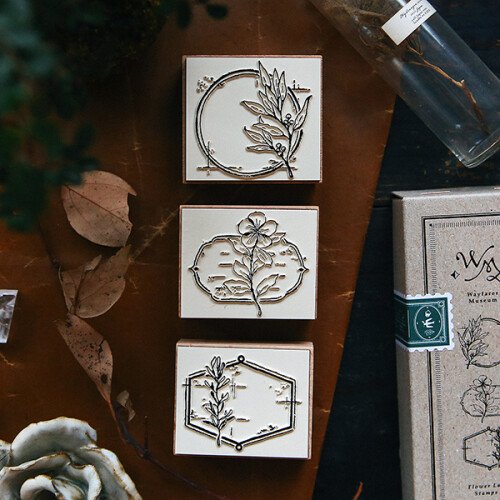 Flower Label A DIY Rubber Stamp Set