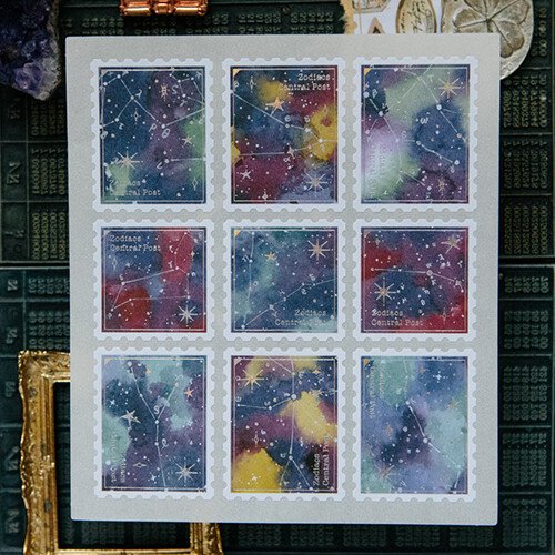星空 切手型封緘飾りシール