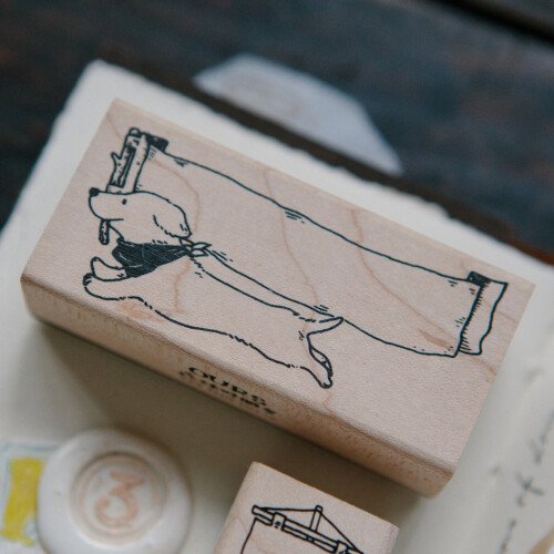 Running Dog Maple Wood Stamp