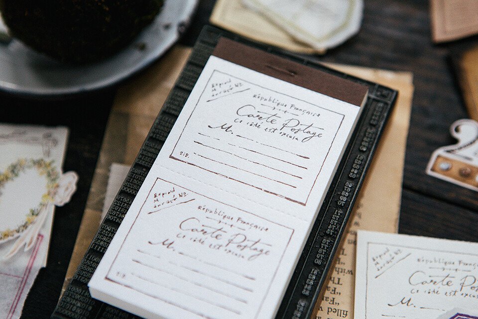 Vintage Postcard letterpress label book