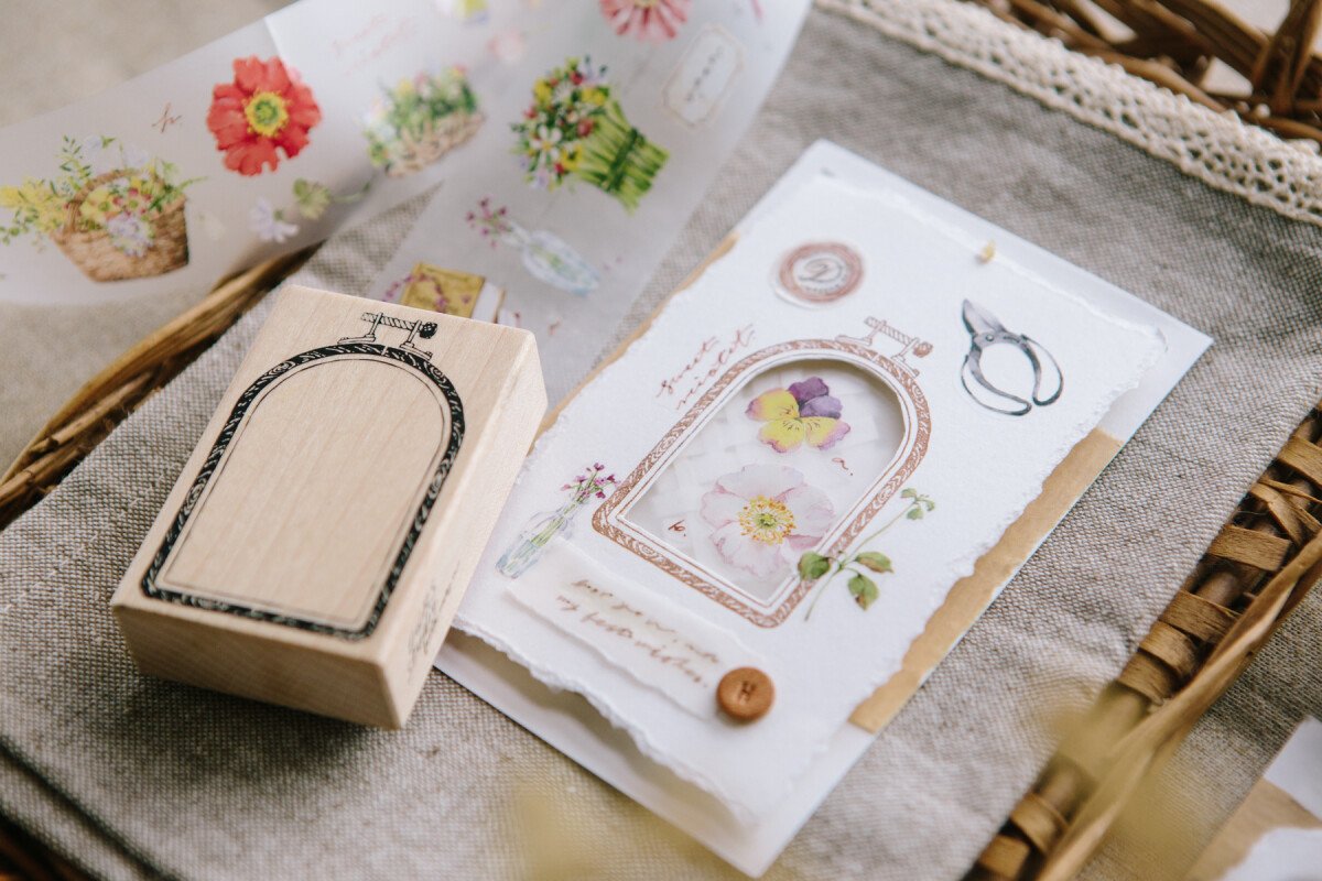Window Embroidery Hoop Rubber Stamp