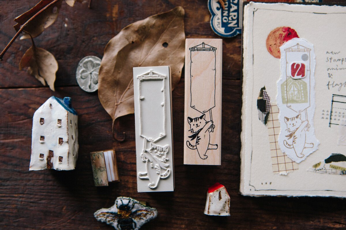 Waking Cat Maple Wood Stamp