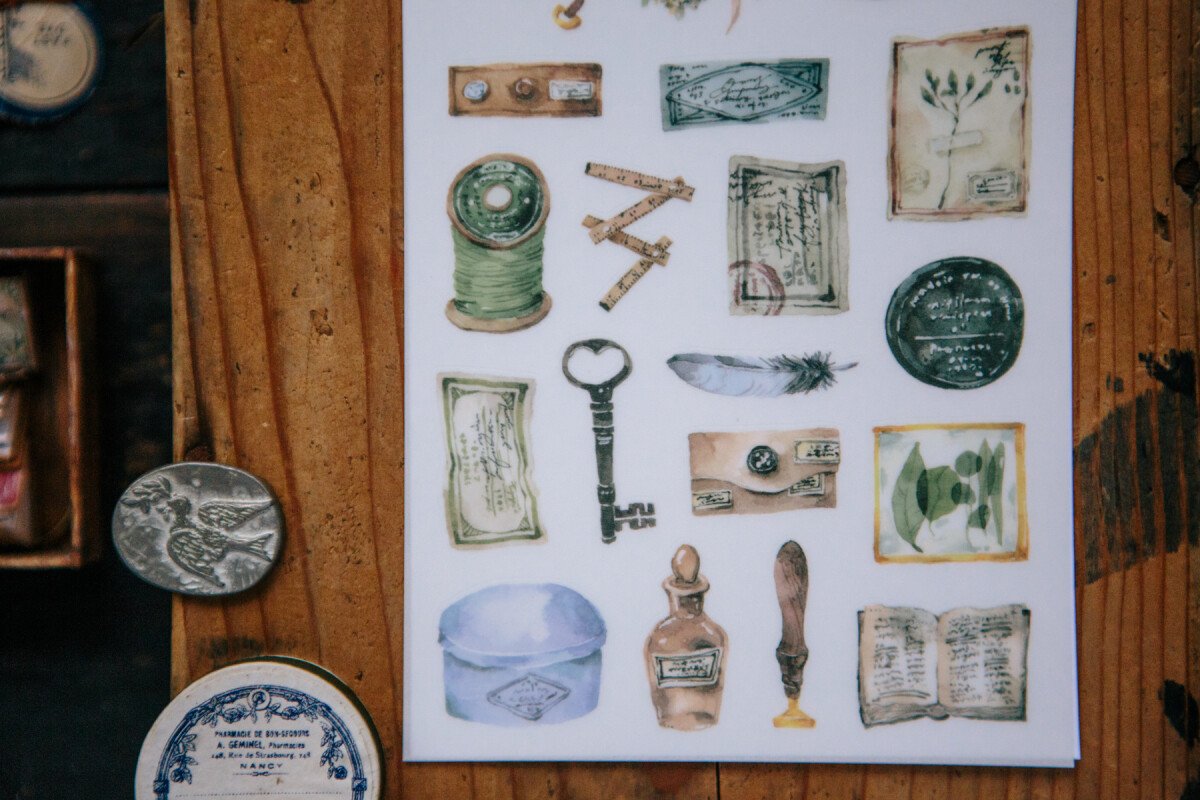 Antiques print-on stickers