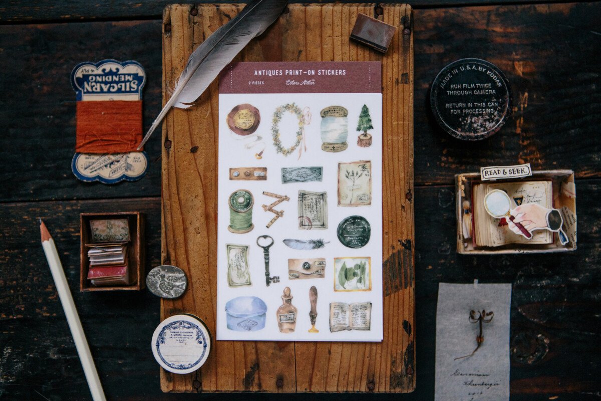 Antiques print-on stickers