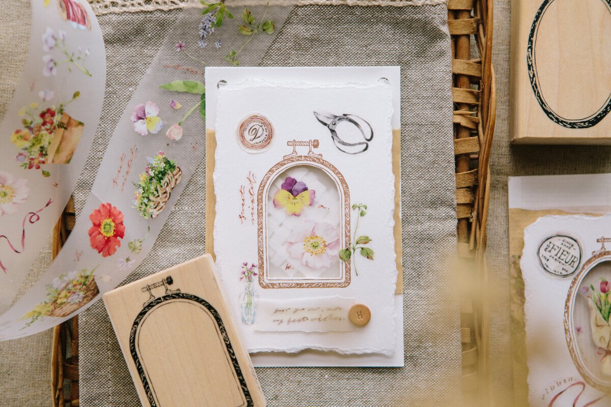 Window Embroidery Hoop Rubber Stamp