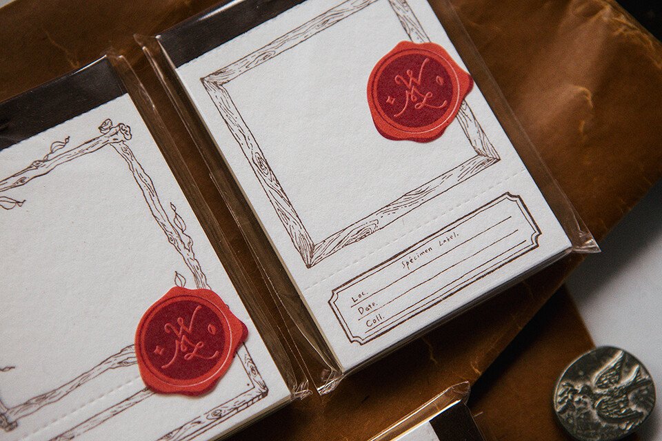Wooden frame letterpress label book
