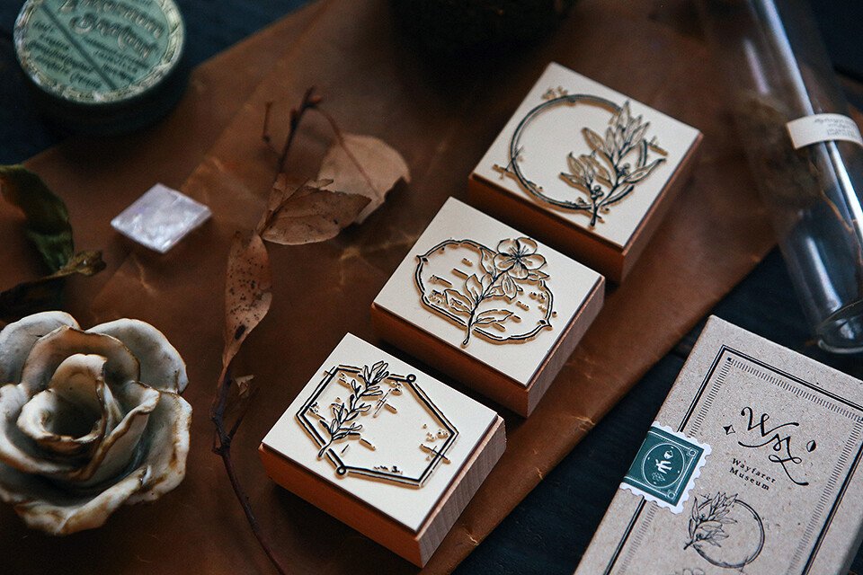 Flower Label A DIY Rubber Stamp Set