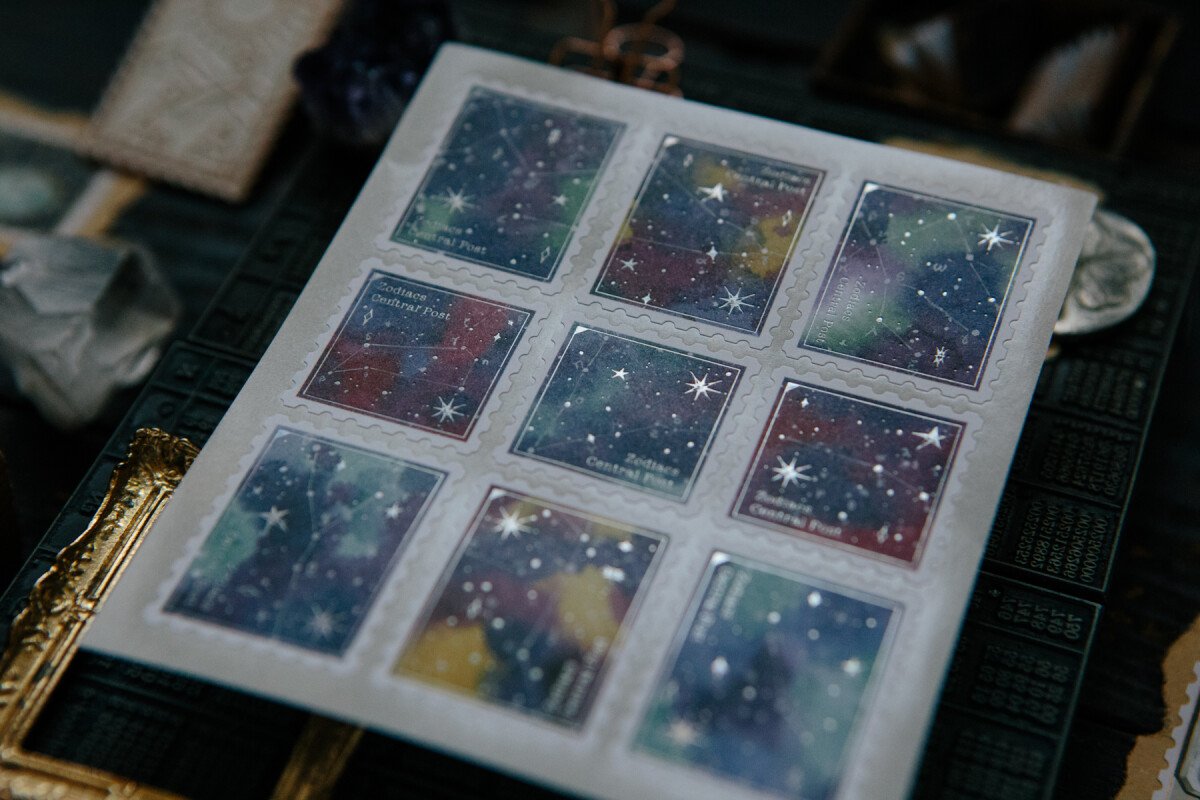 星空 切手型封緘飾りシール