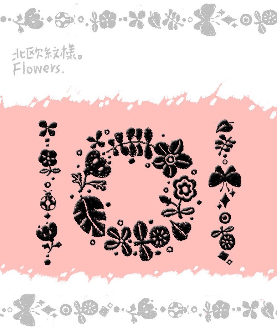 轉印裝飾貼紙 - 北歐紋樣簡約花禮