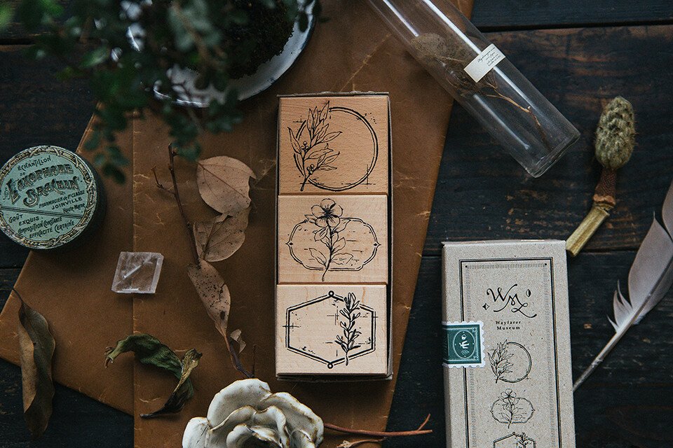 Flower Label A DIY Rubber Stamp Set