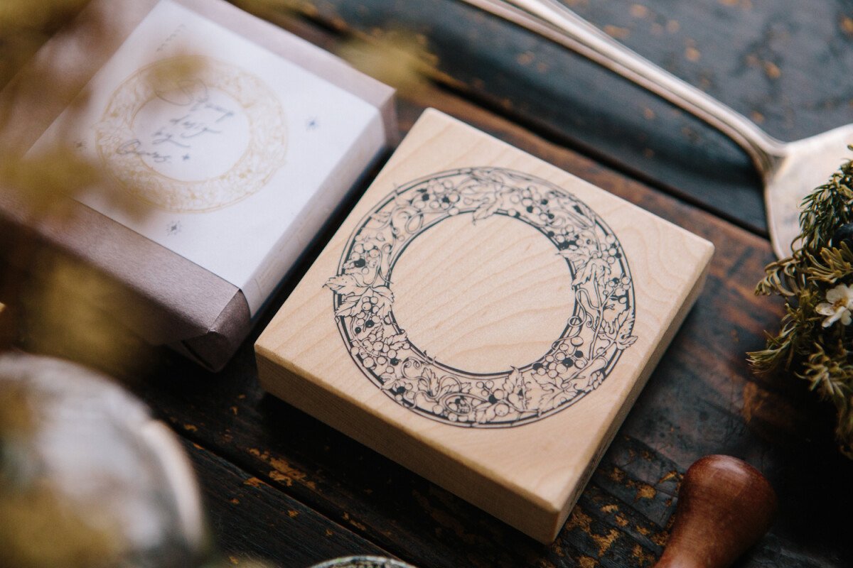 Wild Grape Frame Rubber Stamp