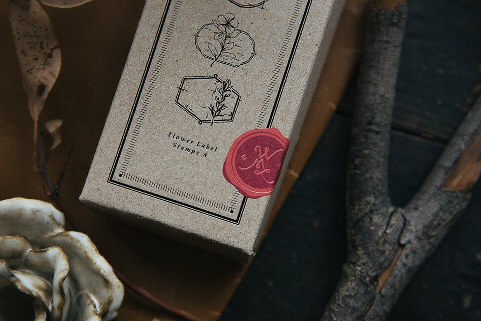 Flower Label A DIY Rubber Stamp Set